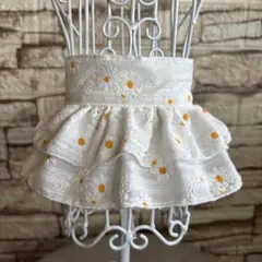 犬用フリルドレス ホワイト 花柄