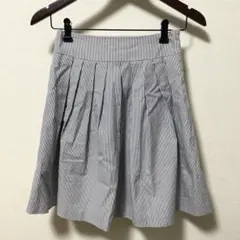 fmt【S】ストライプ プリーツスカート 麻、リネン混　春夏　水色　爽やか清涼感