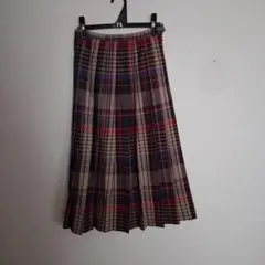 チェック柄 プリーツスカート ウエストゴム