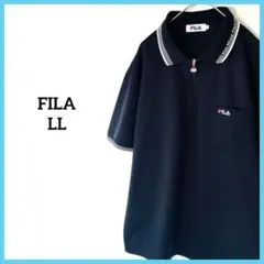 【美品】フィラ　 ハーフジップポロシャツ LL　黒　ワンポイント　吸汗速乾のサムネイル