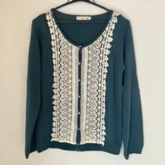 Mサイズ earth music&ecology グリーンレースカーディガン