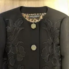 Dolce & Gabbana 黒 花柄刺繍 ロングコート 40