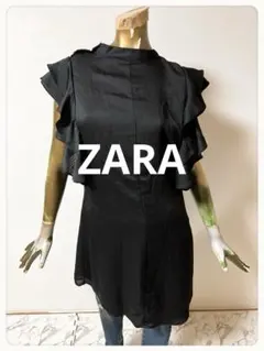 ☘️T22039☘️ZARA ノースリーブ フリル ワンピース Lのサムネイル