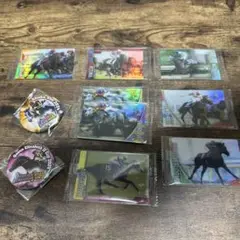 サラブレッドホースコレクションウエハースカード８枚　もばガチャ缶バッチ２点セット