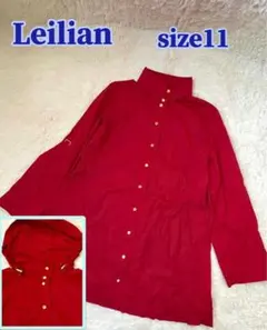Leilian 2way フード格納式　スプリングコート　11サイズ（L）レッド