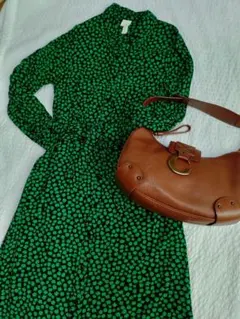 H&M 花柄シャツワンピース EUR 32　グリーン