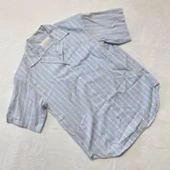 BROOKS BROTHERS ストライプシャツ 半袖 ブルー コットン S