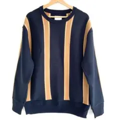 【美品】Lui’s ルイス ストライプ クルーネックニット ネイビー×ベージュのサムネイル