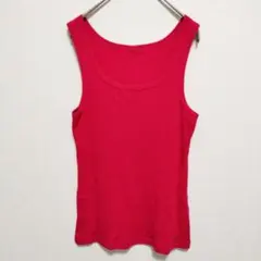 赤 タンクトップ ノースリーブ リブ 伸縮性 重ね着 レイヤード