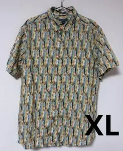 Eddie Bauer　半袖シャツ　総柄　魚　ニジマス　インド製　XLのサムネイル