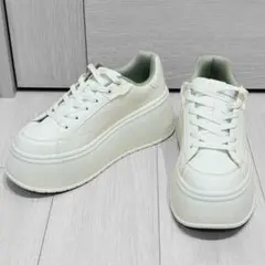 【美品】zara プラットフォームスニーカー 厚底 サイズ24.5㎝ ホワイト