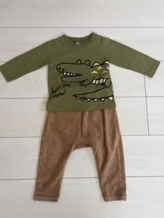 ELFIN DOLL 80サイズ ワニプリントTシャツとコーデュロイパンツセット