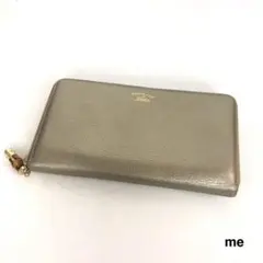 GUCCI グッチ 長財布 ラウンドファスナー レザー シルバー バンブー