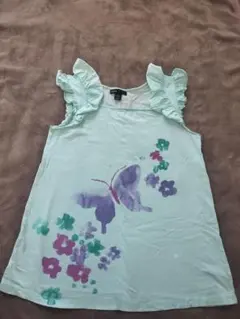 フリル袖 蝶と花プリント Tシャツのサムネイル