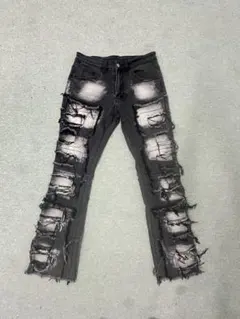 ダメージ加工 ブラックデニムパンツ