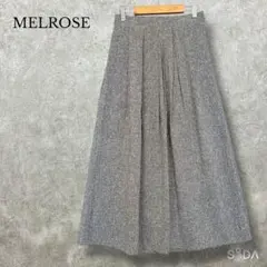 メルローズ【M】フレアロングスカート タック入り リネンライク 裏地付き