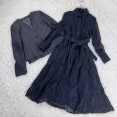 ルイルエブティック ツイードジャケット+総レースシャツワンピース フォーマル　S