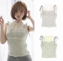 andmary Paula lacey chiffon tops - メルカリ