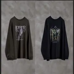 ADRER ヴィンテージライクレトロロゴプリントピグメントTシャツ 2枚セット