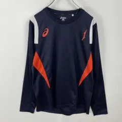 訳あり美品 asics アシックス ロンT トレーニングウェア 練習着 長袖 紺