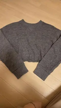 ZARA グレー クロップドニットセーター