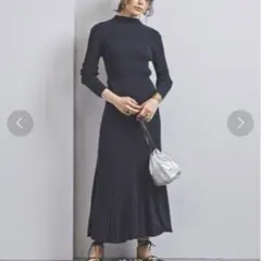 UWSC ユナイテッドアローズ　コットン リブ ハイネックニット　フレアスカート