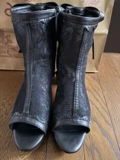 axes femme レース オープントゥ ブーティ ブラック　サイズMのサムネイル
