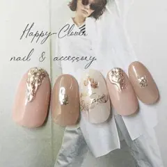 ☆A-360☆ジェルネイルチップ 大人フラワーのナチュラルネイル