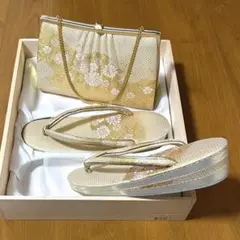 【新品級美品】和装バッグ草履セット　フォーマル　成人式　桐箱付き　訳あり　LL