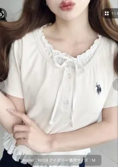 U.S.POLOASSN.ワンポイント刺繍ヘンリーネックレイヤード風半袖Tシャツ