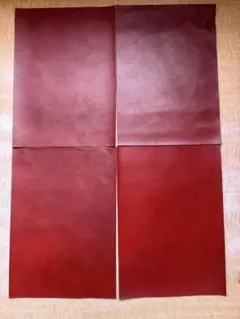 【B品】A4革　4枚　ヌメ革　赤