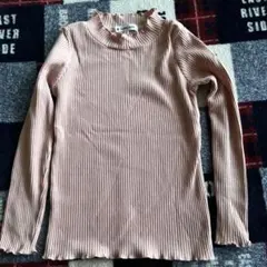 GLOBAL WORK リブ編みフリルネックトップス Lサイズ