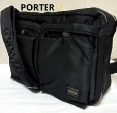 【美品】PORTER ポーター ショルダーバッグ 2層 ブラック ボディバッグ
