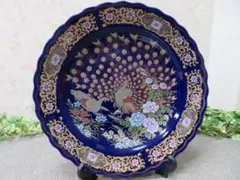 KOJI CORPORATION 飾り皿 孔雀 牡丹 金彩 藍色 - メルカリ