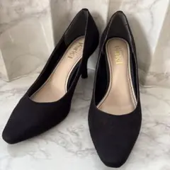 ち*ん様 ブラック スエード ポインテッドトゥ ハイヒール