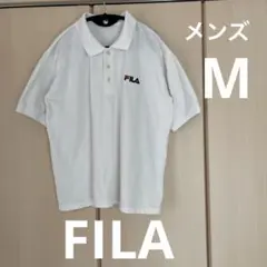FILA メンズ 半袖ポロシャツ 刺繍ロゴ　ホワイト　Mのサムネイル