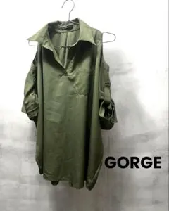 【美品✨】GORGE/ゴージ 肩開きシャツ オリーブグリーンシャツのサムネイル