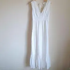 SNIDEL コットンレースマキシワンピース　ホワイト白カットワーク刺繍コットン