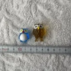 フクロウのガラス細工 2個セット