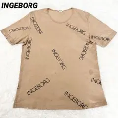 INGEBORG インゲボルグ ロゴ総柄 半袖 Tシャツ ベージュ　フリーサイズのサムネイル