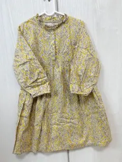 petit main 花柄 長袖ワンピース 120 イエロー