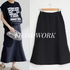 FRAMeWORK ダブルフェイス ジャージ フレアスカート ドライタッチ 黒のサムネイル
