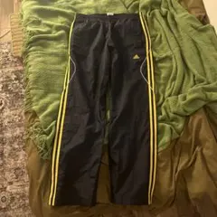 adidas ナイロンパンツ トラックパンツ ブラック×イエロー Lサイズ
