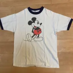 【激レア/XL】70s 白足ミッキー リンガーTシャツ キムタク着用同型 激レア/XL】70s 白足ミッキー リンガーTシャツ キムタク着用同型
