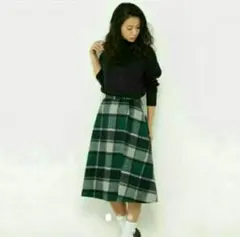 新品未開封☆ロデオクラウンズ ビッグチェックウールスカート グリーン