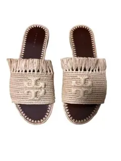 TORY BURCH ラフィア フラットサンダル 6.5M ベージュのサムネイル