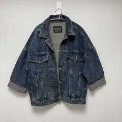 ダークブルー デニムジャケット オーバーサイズ ダメージデザイン Gジャン
