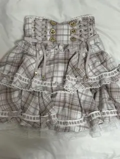 LIZLISAはしごリボンチェックティアードスカパン ピンク