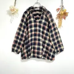 HEART MARKET【F】長袖 ノーカラー チェック プルオーバー シャツ