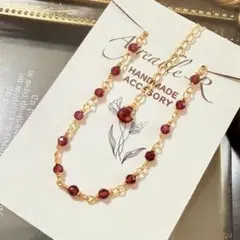 No.2505★14KGF天然石モザンビークガーネットのブレスレット